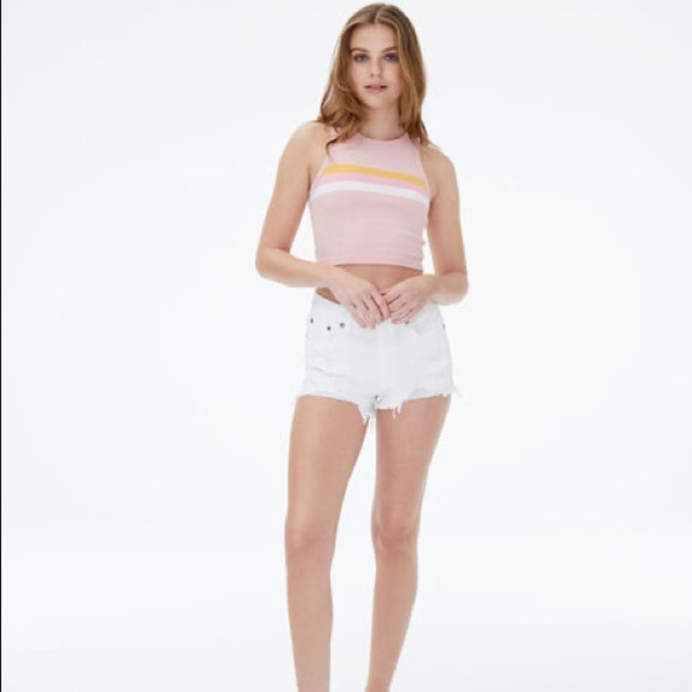 White Denim Distressed Shorts